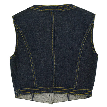Chanel Sleeveless Vest Denim Jacket Indigo