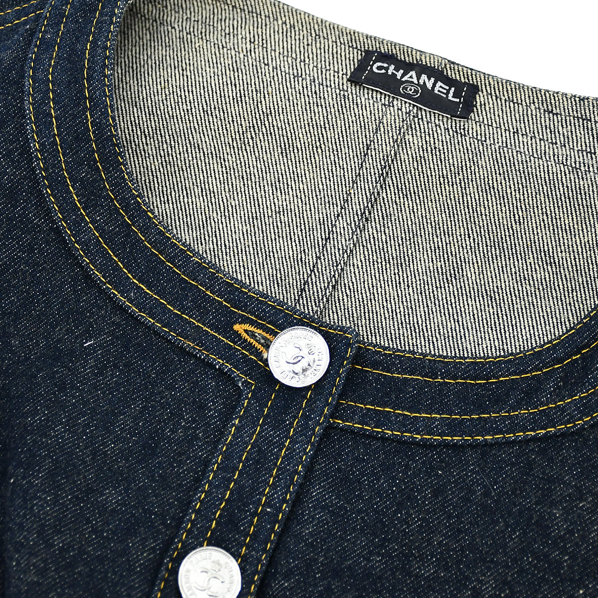 Chanel Sleeveless Vest Denim Jacket Indigo