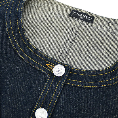 Chanel Sleeveless Vest Denim Jacket Indigo