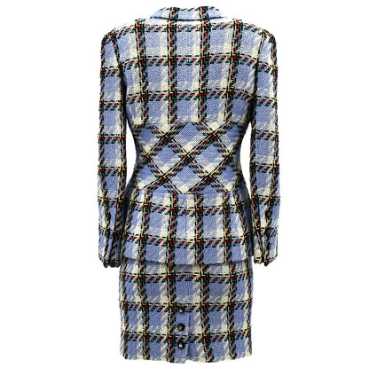 Chanel Setup Suit Jacket Skirt Light Blue 95P #40