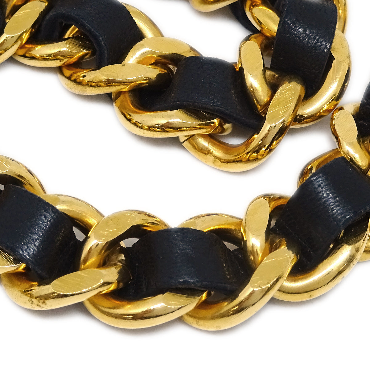 Chanel Gold Black Medallion Chain Belt Small Good