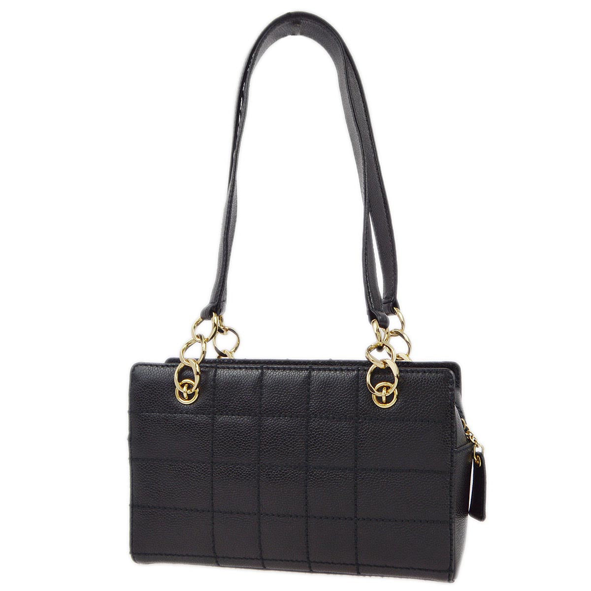 Chanel 2001-2003 Black Caviar Wild Stitch Choco Bar Chain Handbag