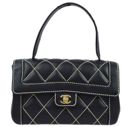 Chanel 2004-2005 Black Calfskin Wild Stitch Handbag