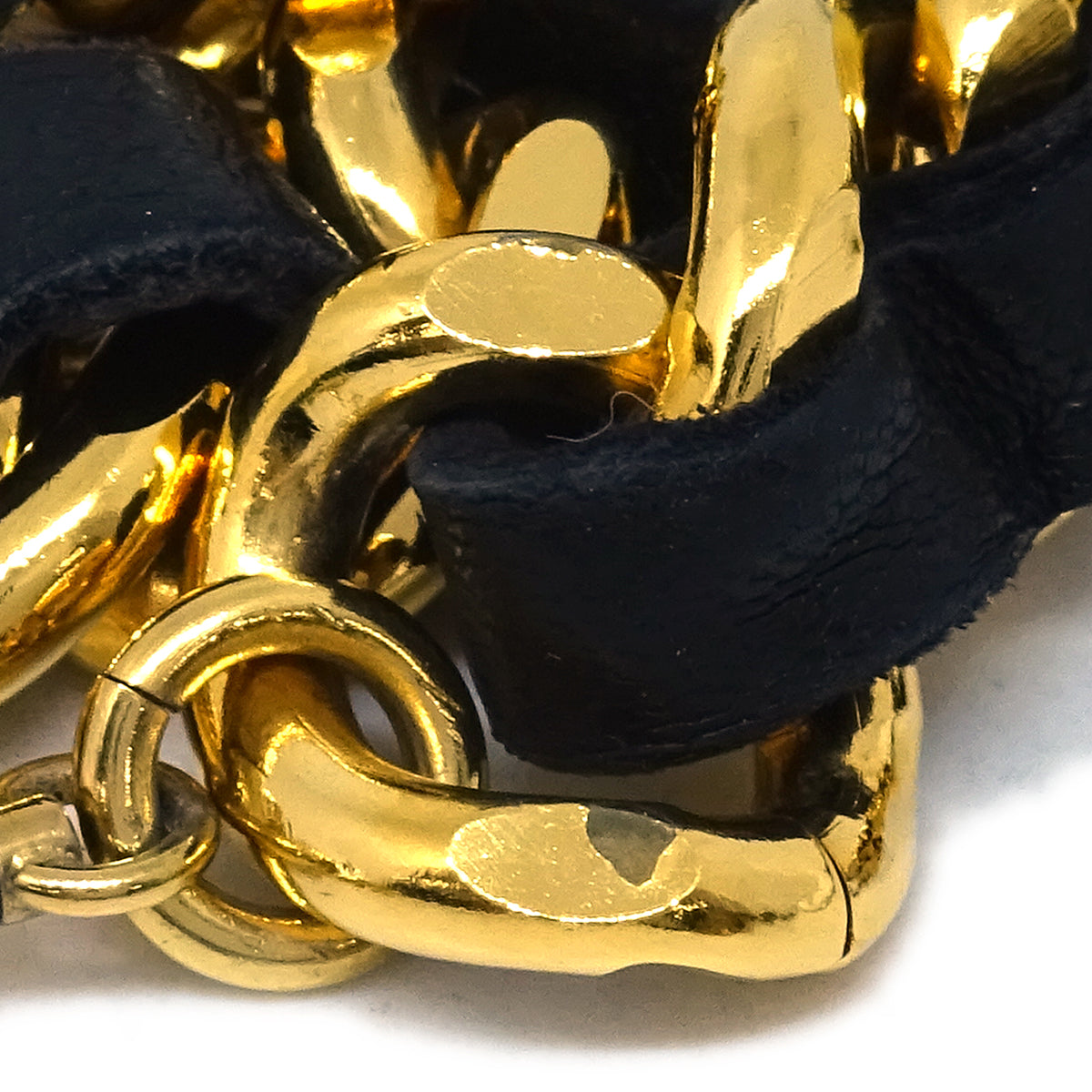Chanel Gold Black Medallion Chain Belt Small Good