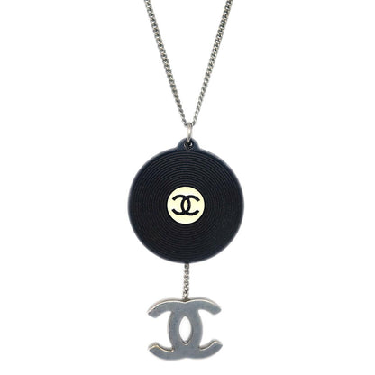 Chanel Record Silver Chain Pendant Necklace 04P