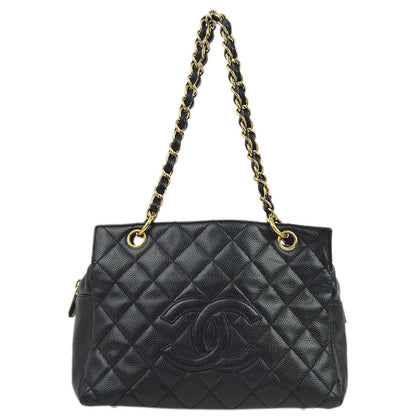 Chanel 2001-2003 Black Caviar Petite Timeless Tote PTT Chain Handbag