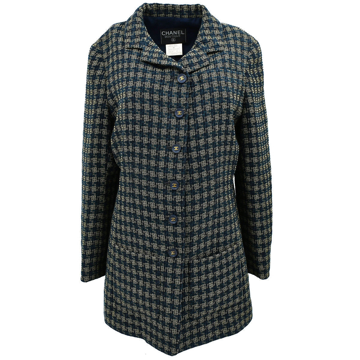 Chanel Single Breasted Jacket Navy 95A #44