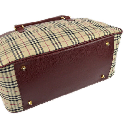 BURBERRY Beige Bordeaux  Check 2way Shoulder Handbag 173011