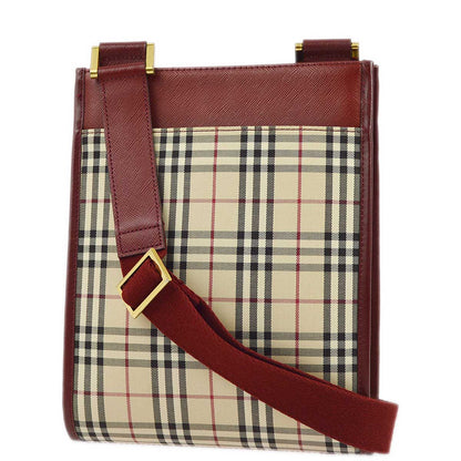 BURBERRY Beige Bordeaux  Check Shoulder Bag 173013