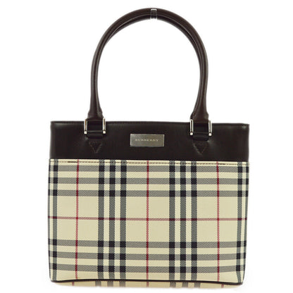 BURBERRY Beige Brown  Check Tote Handbag 173014