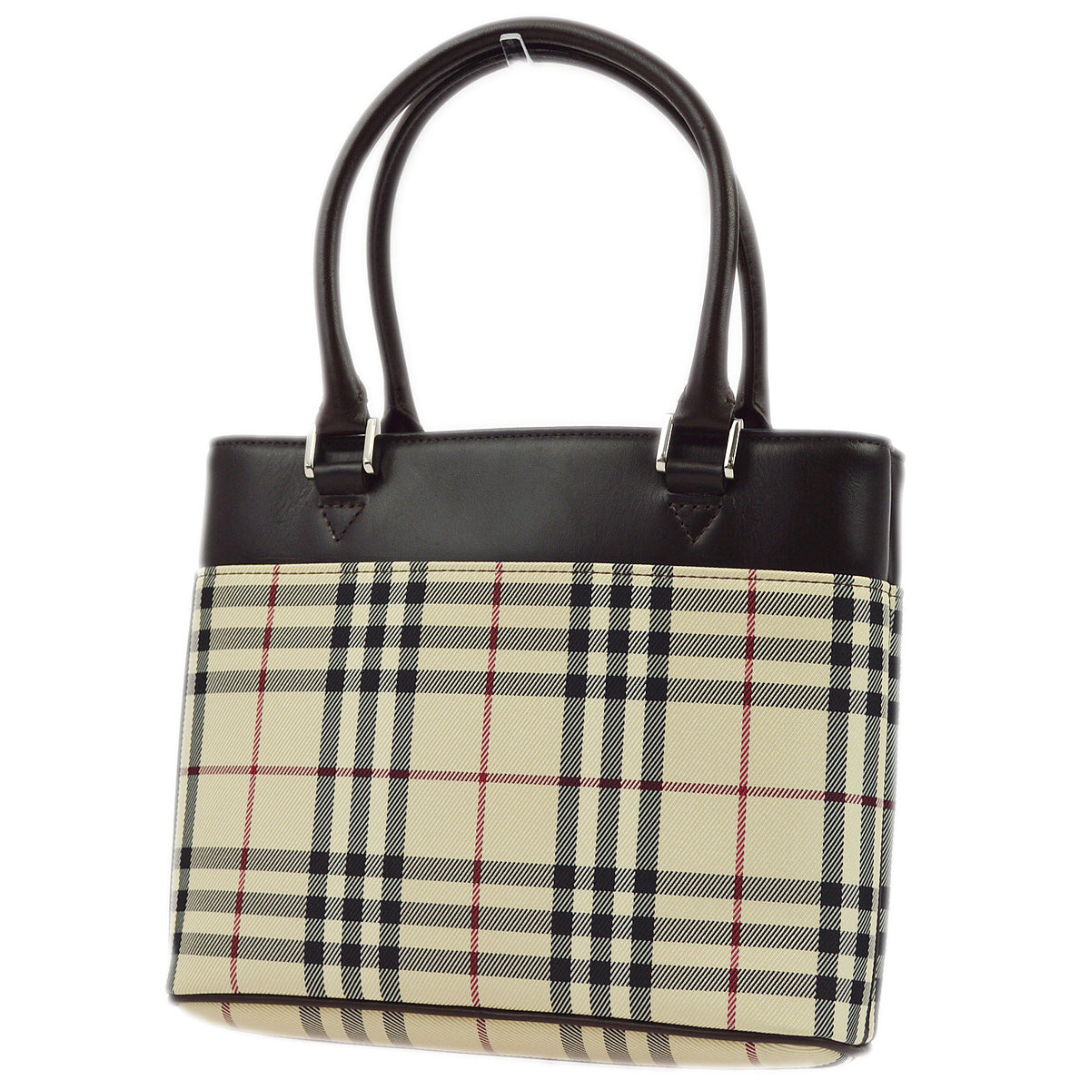 BURBERRY Beige Brown  Check Tote Handbag 173014