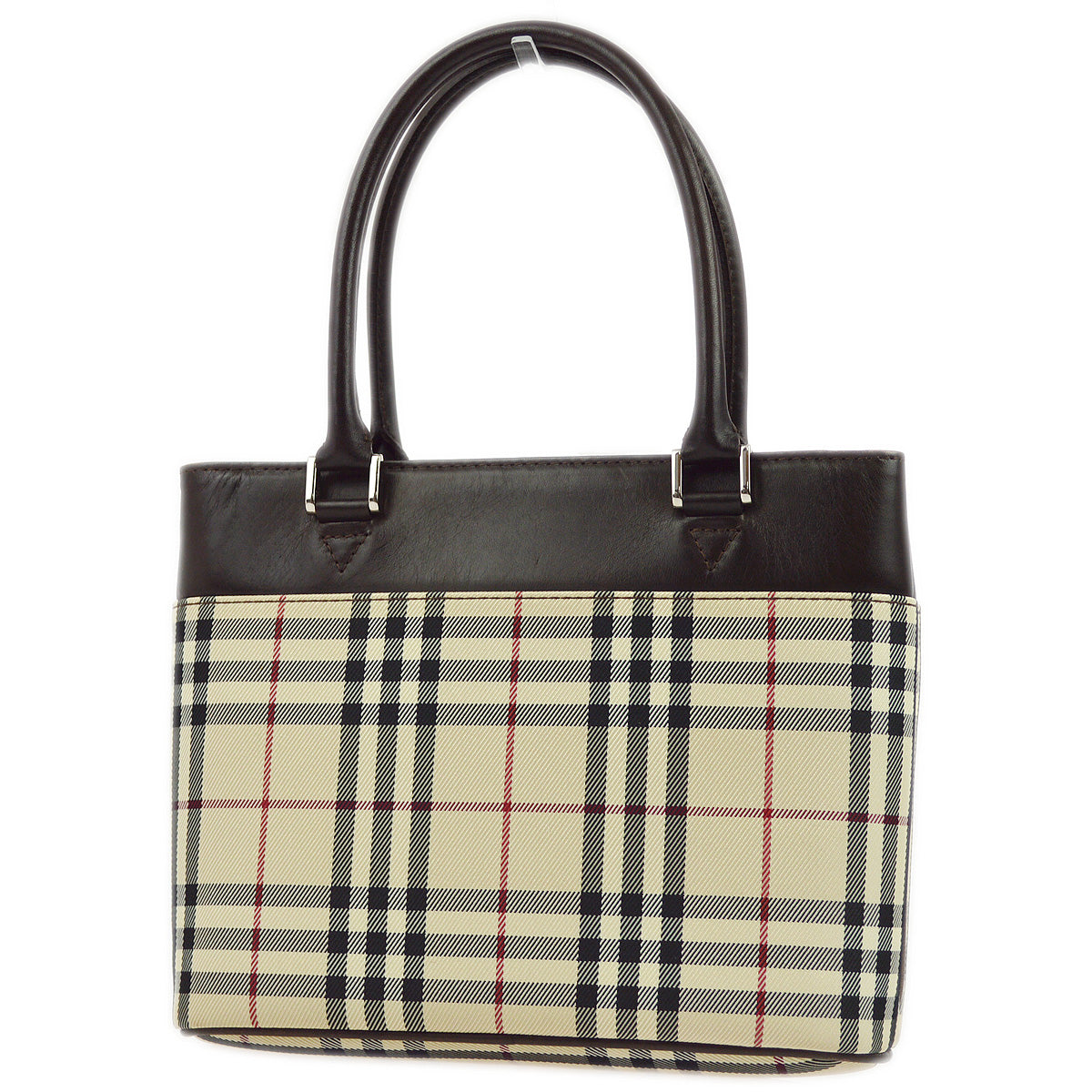 BURBERRY Beige Brown  Check Tote Handbag 173015