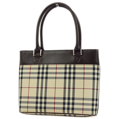 BURBERRY Beige Brown  Check Tote Handbag 173015