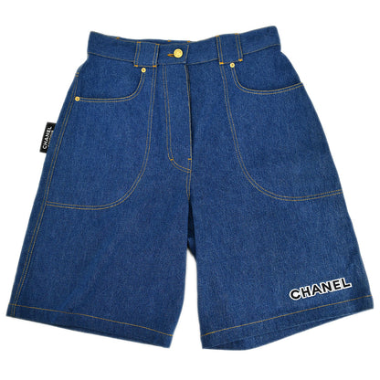 Chanel Half Denim Pants Blue #48