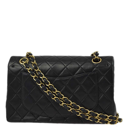 Chanel 2001-2003 Black Lambskin Small Classic Double Flap Shoulder Bag