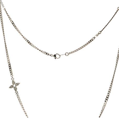 Louis-vuitton Monogram Lock Pendant Necklace Silver