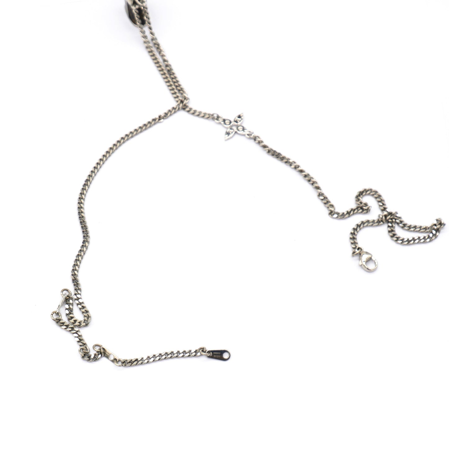 Louis-vuitton Monogram Lock Pendant Necklace Silver