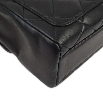 Chanel 1996-1997 Black Lambskin Straight Flap Chain Shoulder Bag