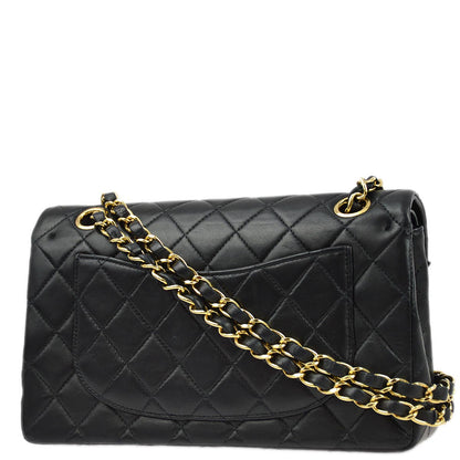 Chanel 2001-2003 Black Lambskin Small Classic Double Flap Shoulder Bag