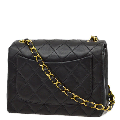 Chanel 1994-1996 Black Lambskin Mini Classic Square Flap Shoulder Bag 17