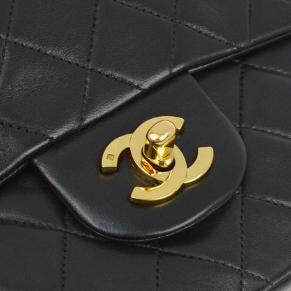 Chanel 1996-1997 Black Lambskin Small Classic Double Flap Shoulder Bag