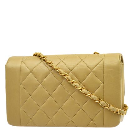 Chanel 1991-1994 Beige Lambskin Small Diana Shoulder Bag