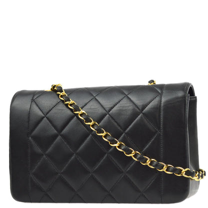 Chanel 1996-1997 Black Lambskin Small Diana Shoulder Bag