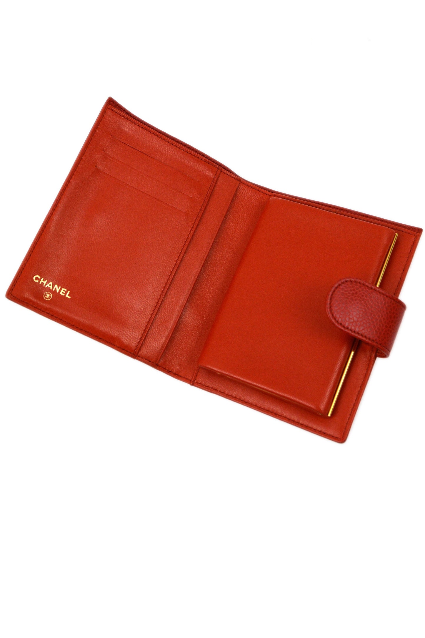 Chanel 1996-1997 Red Caviar Bifold Wallet Purse