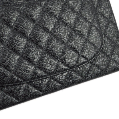 Chanel 2000-2001 Black Caviar Jumbo Classic Flap Shoulder Bag