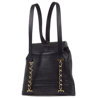 Chanel 1996-1997 Black Caviar Triple CC Backpack