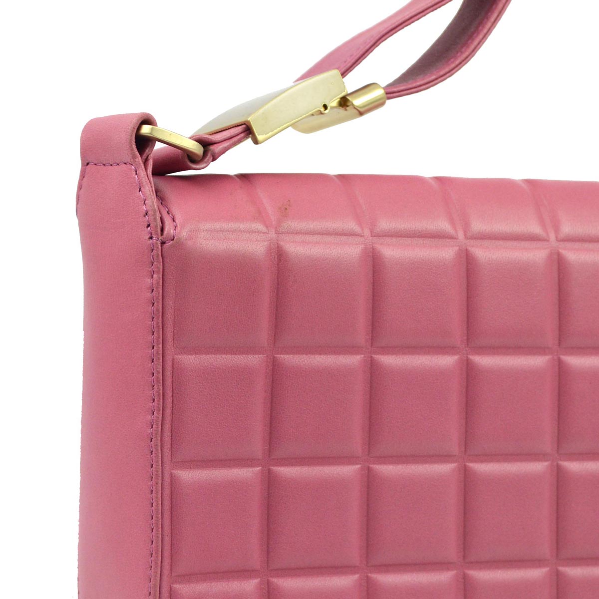 Chanel 2003-2004 Pink Lambskin Choco Bar Shoulder Bag