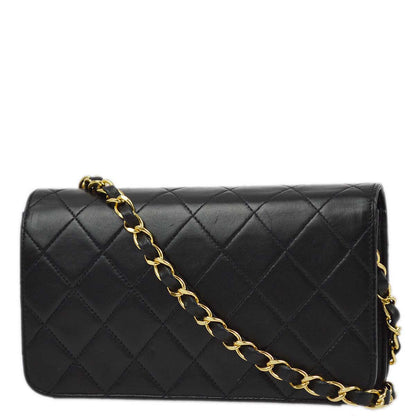 Chanel 2000-2001 Black Lambskin Turnlock Mini Full Flap Shoulder Bag