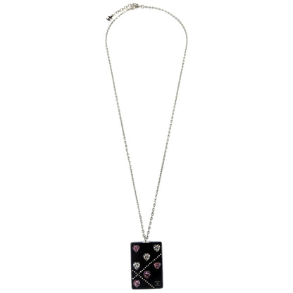 Chanel Black Square Necklace Pendant Rhinestone 04A