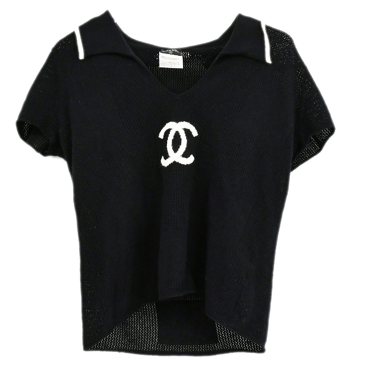 Chanel Short Sleeve Sweater Black 01C #40