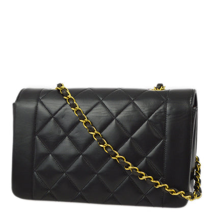 Chanel 1994-1996 Black Lambskin Small Diana Shoulder Bag