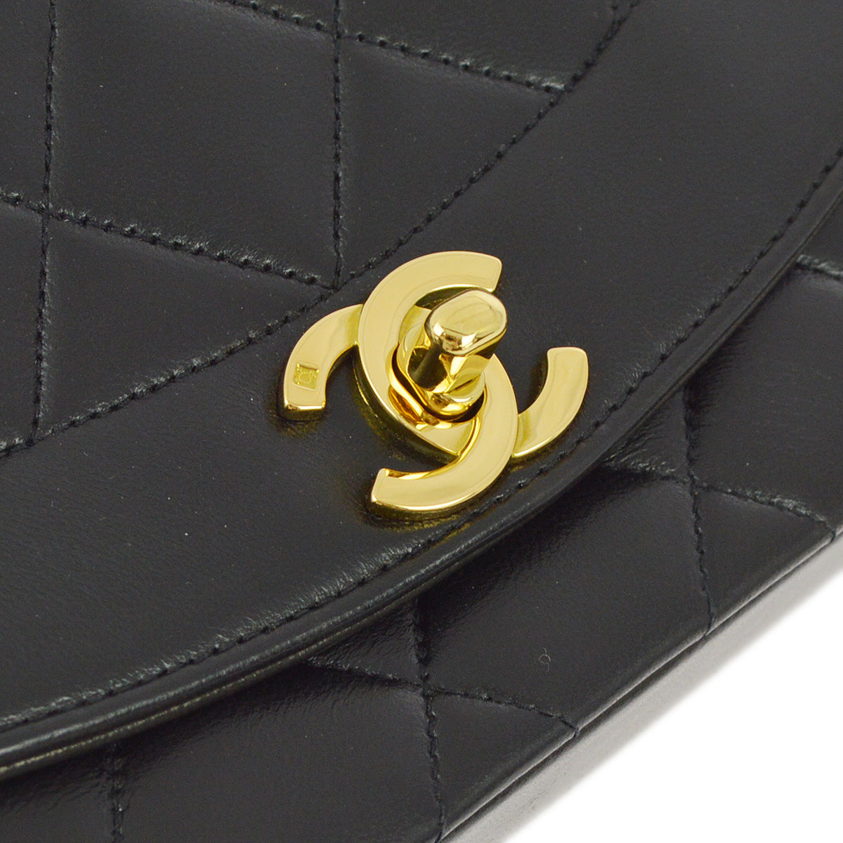 Chanel 1994-1996 Black Lambskin Small Diana Shoulder Bag