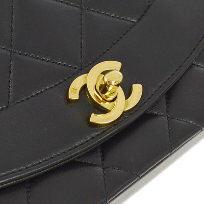 Chanel 1994-1996 Black Lambskin Small Diana Shoulder Bag