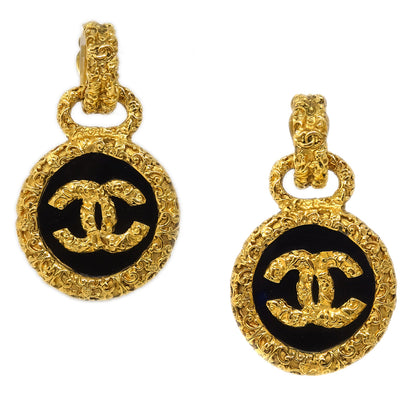 Chanel Hoop Dangle Earrings Clip-On Gold 93A