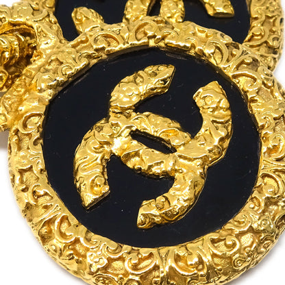 Chanel Hoop Dangle Earrings Clip-On Gold 93A