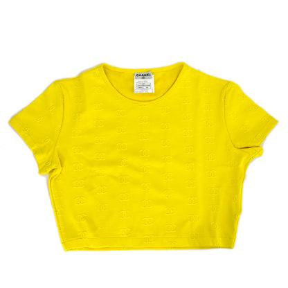 Chanel Cropped T-shirt Top Yellow 97P #40