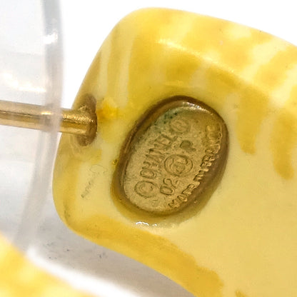 Chanel Pierced Earrings Yellow Acrylic 02P