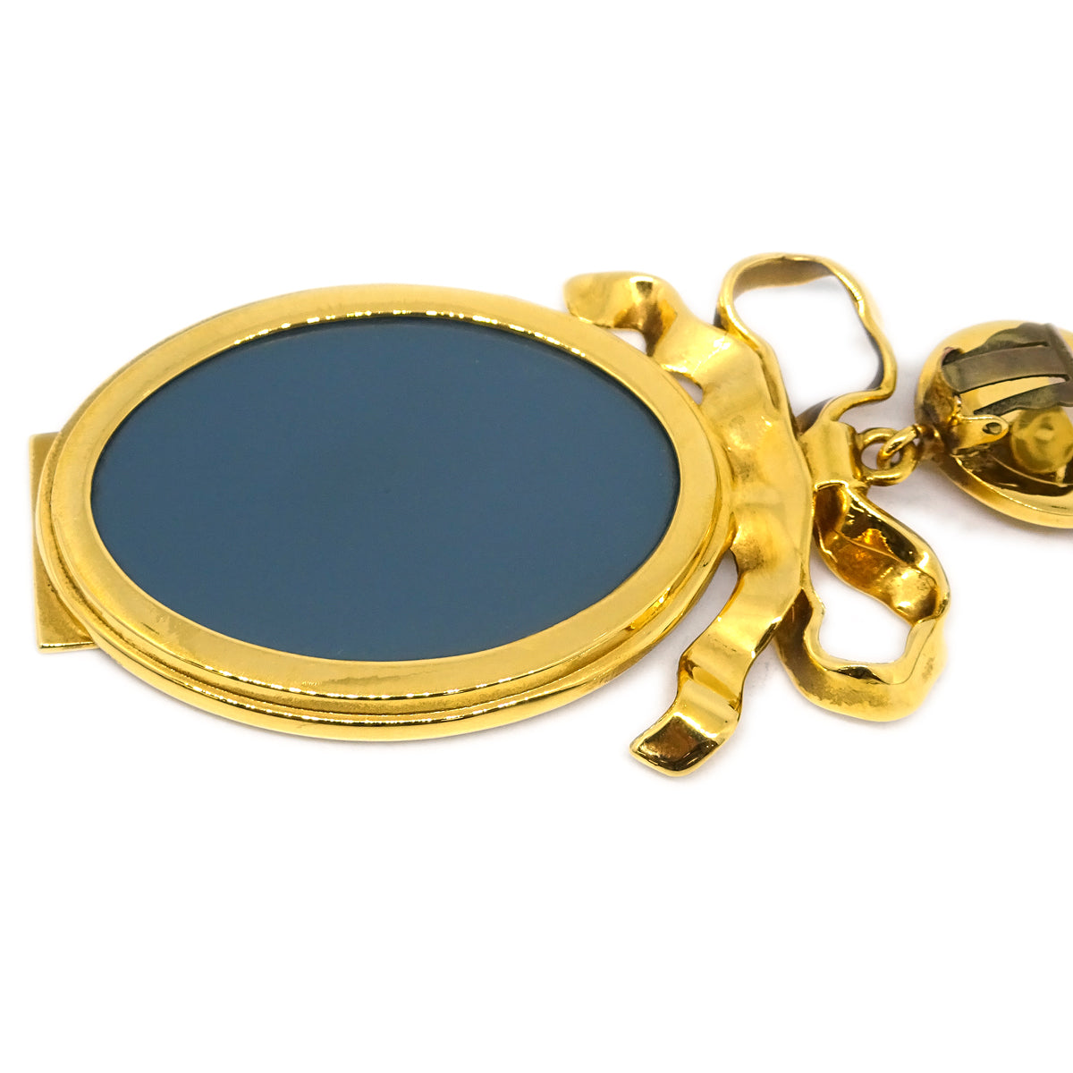 Chanel Mirror Earrings Clip-On Gold