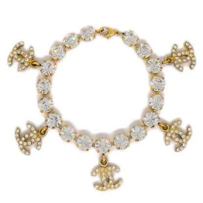 Chanel Rhinestone Bracelet Gold 96P