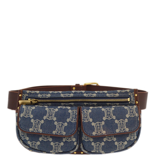 Celine Blue Denim Macadam Belt Bum Bag