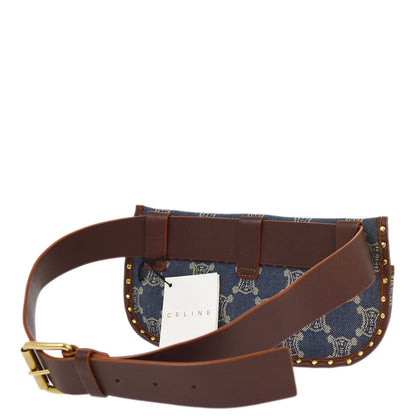 Celine Blue Denim Macadam Belt Bum Bag