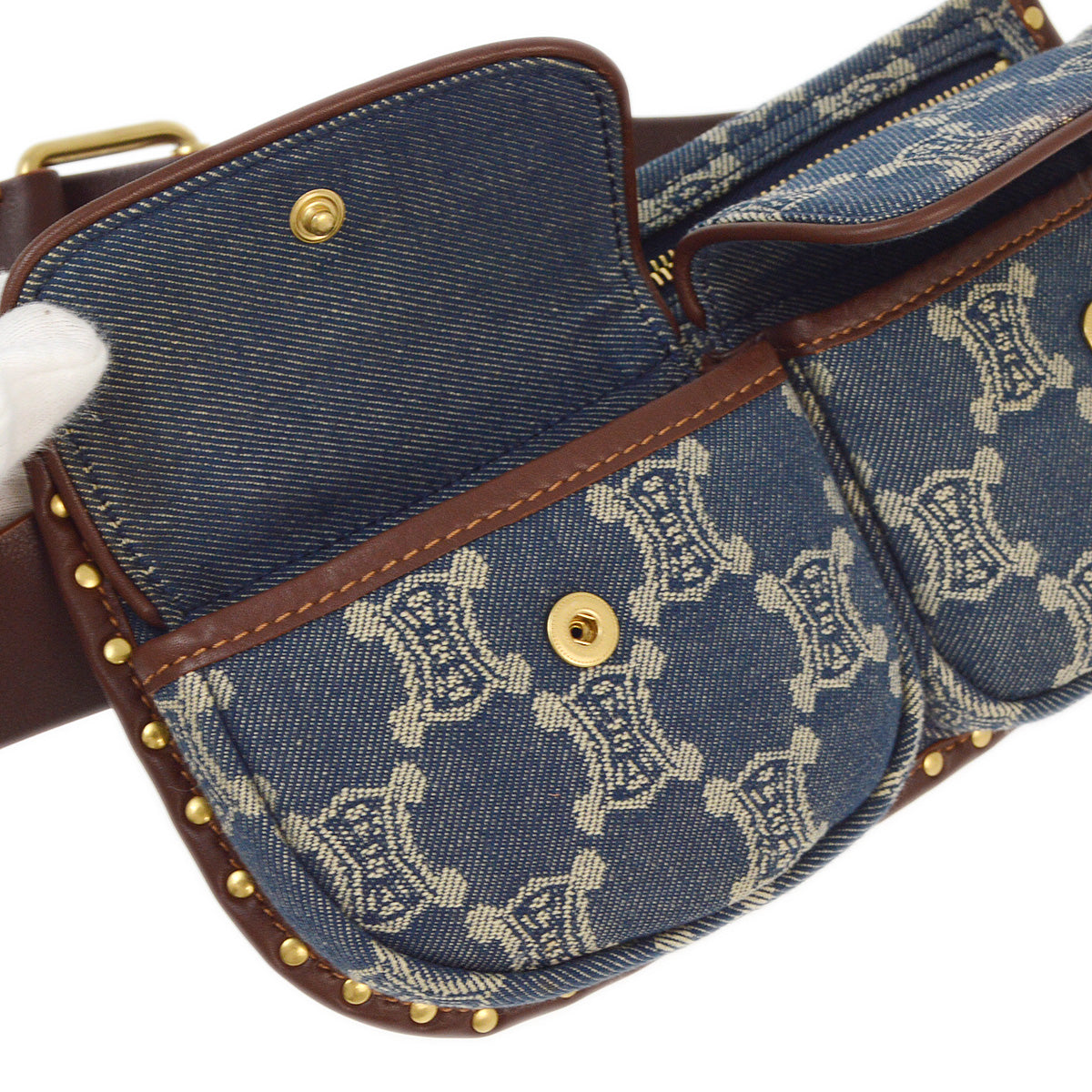 Celine Blue Denim Macadam Belt Bum Bag
