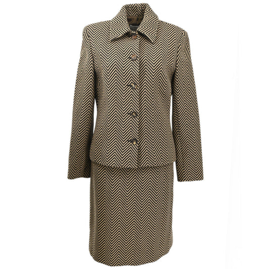 Celine Setup Suit Jacket Skirt Brown #36