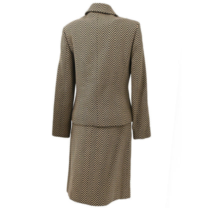 Celine Setup Suit Jacket Skirt Brown #36