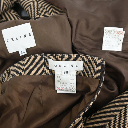 Celine Setup Suit Jacket Skirt Brown #36