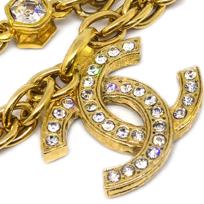 Chanel CC Chain Pendant Necklace Rhinestone Gold